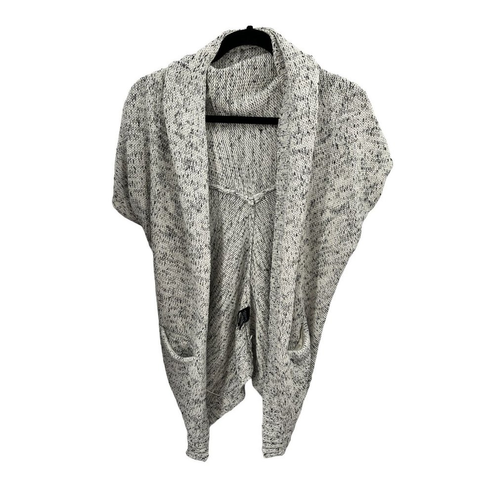 Moth by Anthropologie White Black Open Cardigan with Pockets S/M